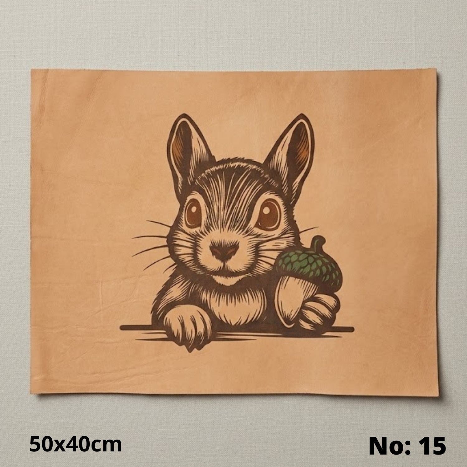No:15 Özel Desen Baskılı Hakiki Deri Parça (50x40 cm, 1.4-1.6mm) - Hobi ve Craft Derisi