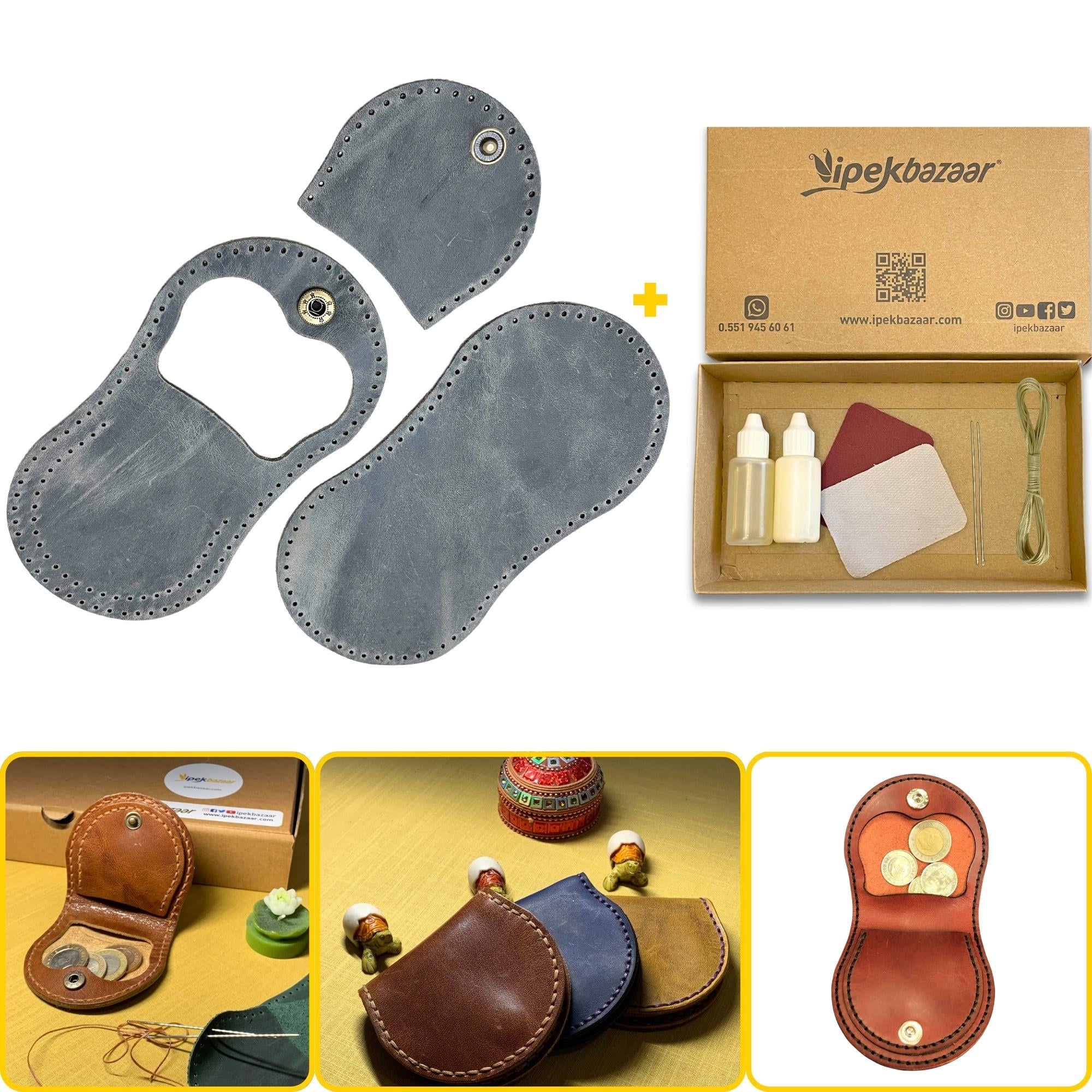 Side Bozuk Para Hakiki Deri Cüzdan Kendin Yap Seti, Diy Parça Deri Hobi Kit