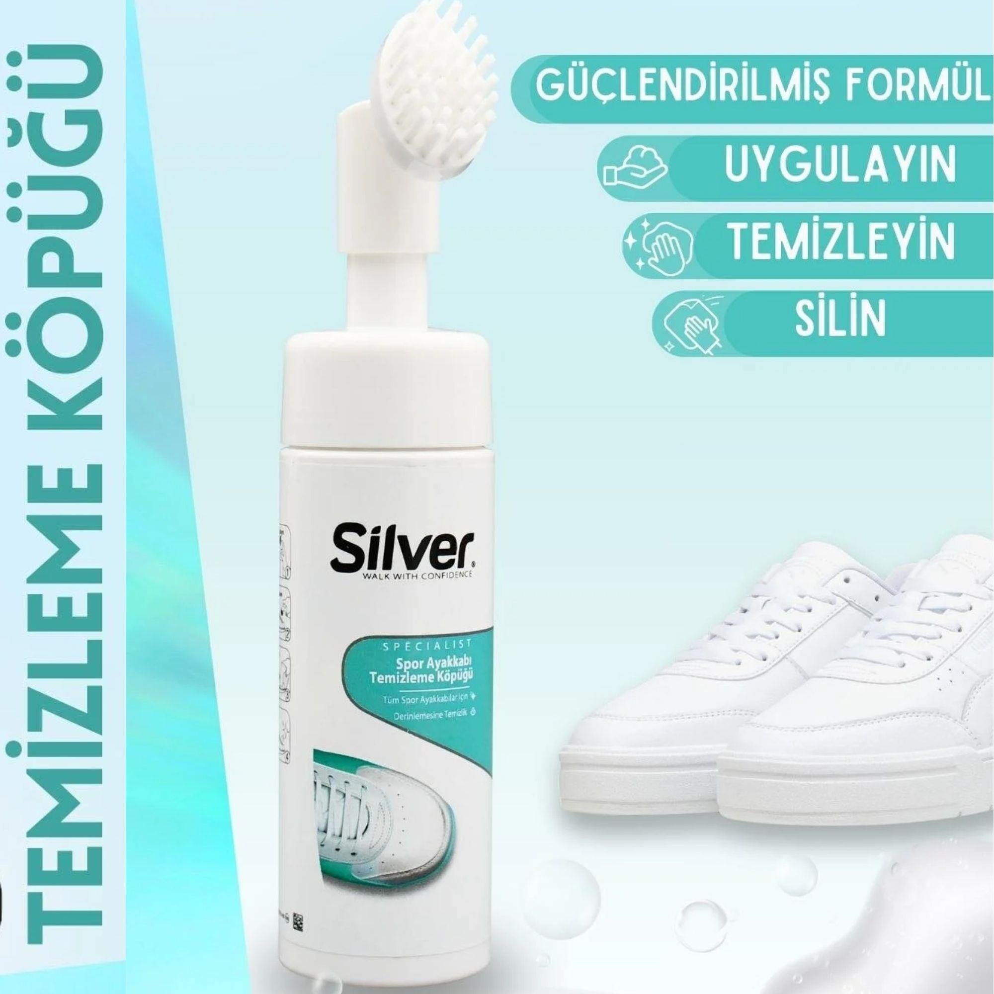 Silver Ayakkabı Bakım ve Temizleme Köpüğü, Fırça Başlıklı, 150 ml