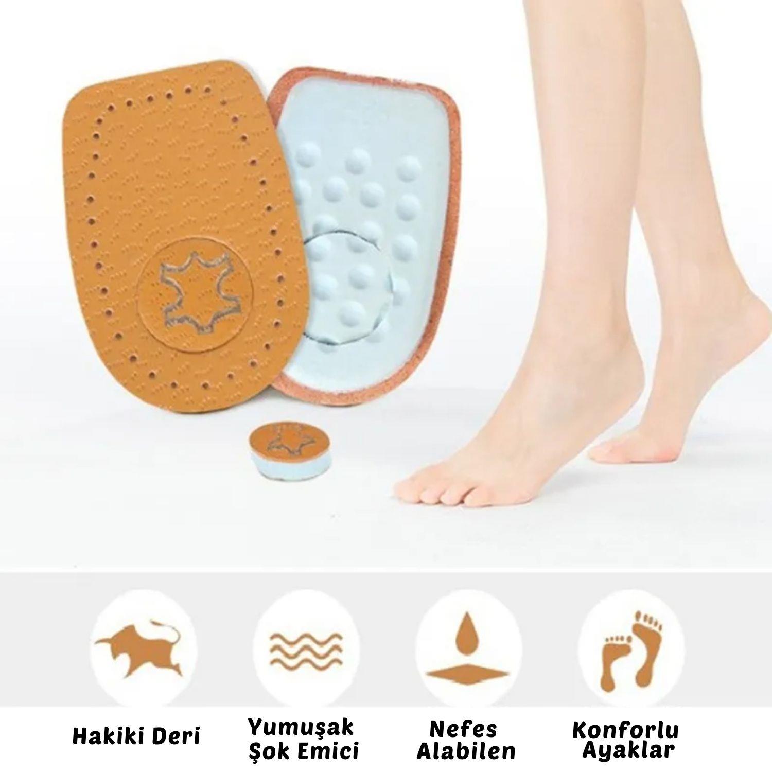 Topuk Dikeni Tabanlık, Hakiki Deri Topukluk, Ortapedik Yarım Ayakkabı Tabanı, 1 Çift