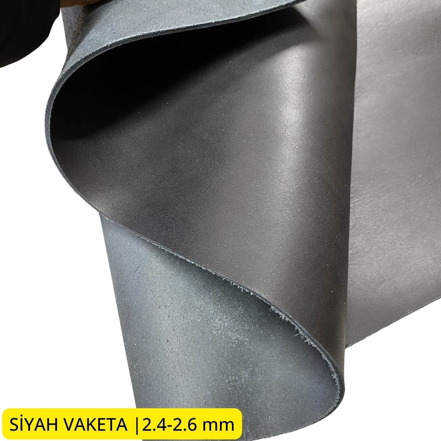 Vaketa Siyah Deri 2.4-2.6 mm, Deri Hobi Uğraşı İçin Parlak Hakiki Parça Deri 