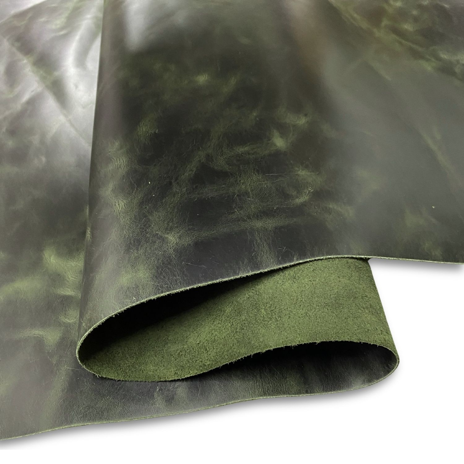 Verona Crazy Deri Olive 1.4-1.6 mm, Deri Hobi Uğraşı İçin Parlak Hakiki Parça Deri 