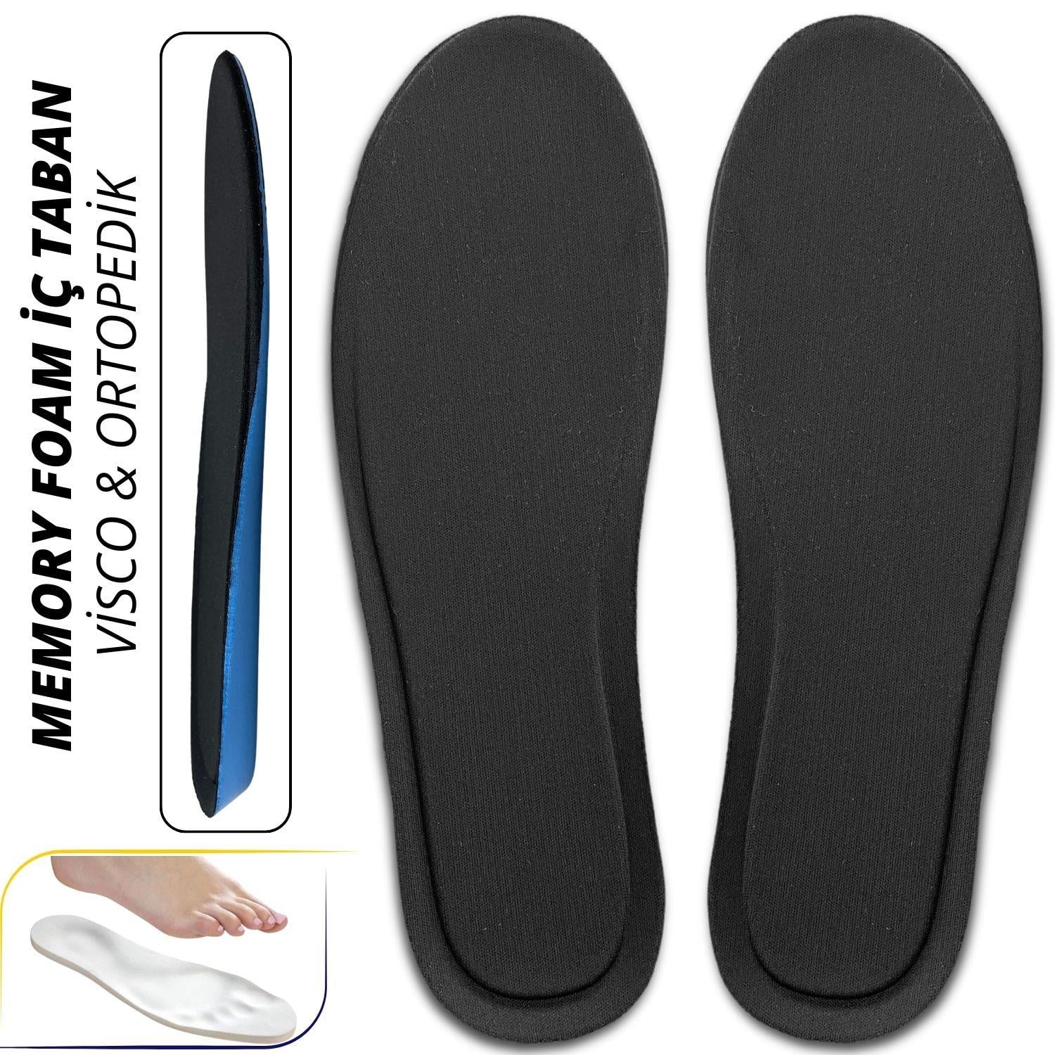 Visco Konfor Ortopedik Ayakkabı Tabanlık, Memory Foam Yumuşak Spor Ayakkabı Tabanı Insole, Siyah