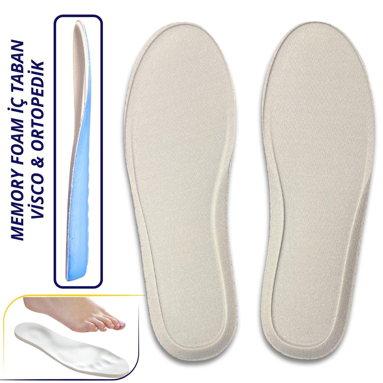 Visco Konfor Ortopedik Ayakkabı Tabanlık, Memory Foam Yumuşak Spor  Ayakkabı Tabanı Insole, Gri