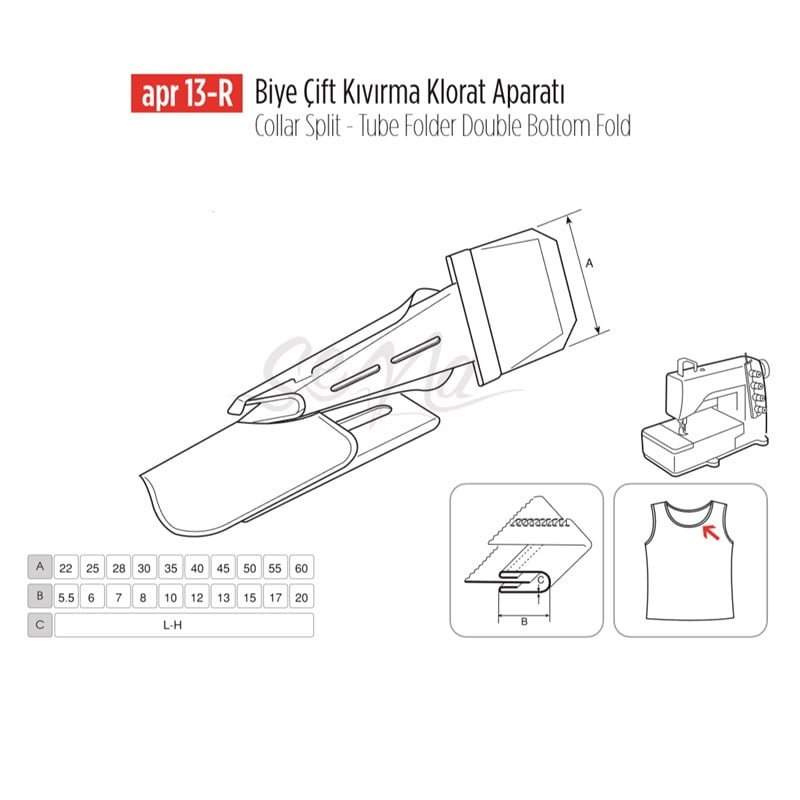 Biye Çift Kıvırma Klorat(Etek) Apara 55x17mm / APR 13-R