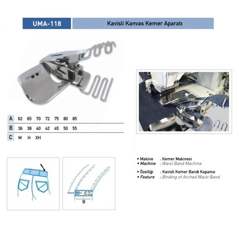 Kavisli Kemer Aparatı 62x36 XH / UMA-118