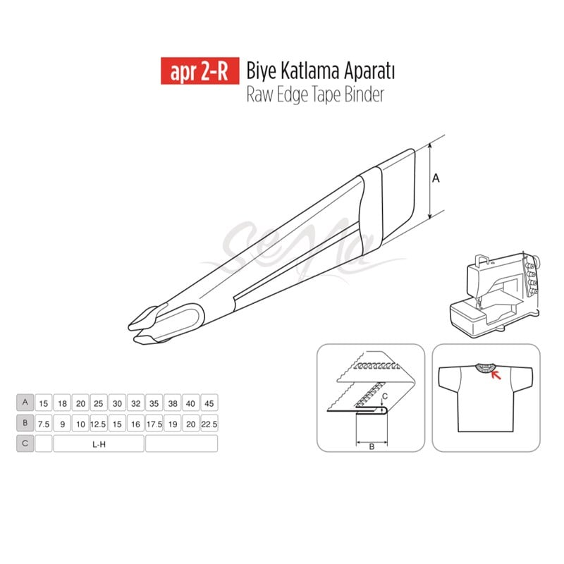 Lastik Biye Katlama Apara 25x12mm / APR 2-R