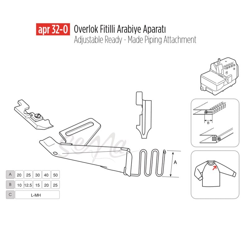Overlok Fitilli Arabiye Apara 40x20mm / APR 32-O