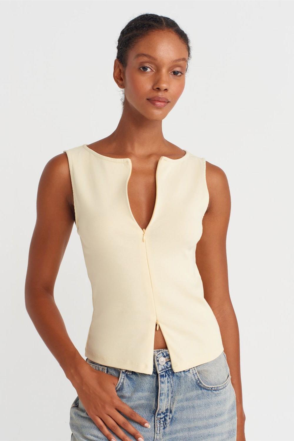 Kalın Askılı Fermuar Detaylı Atlet DL31764