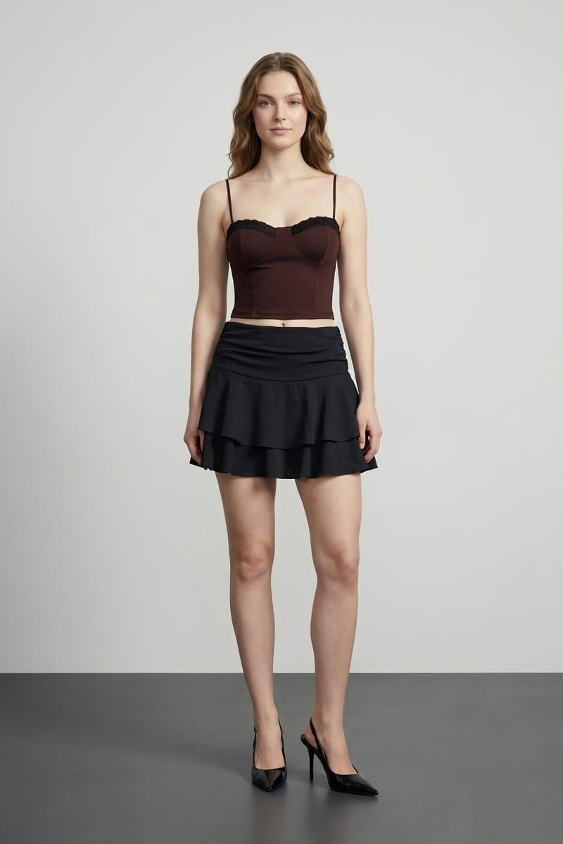 Dantel Detaylı İp Askılı Bluz QZ01449