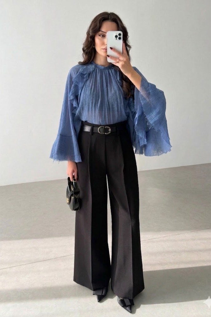 Kemer Detaylı Palazzo Pantolon PR51266