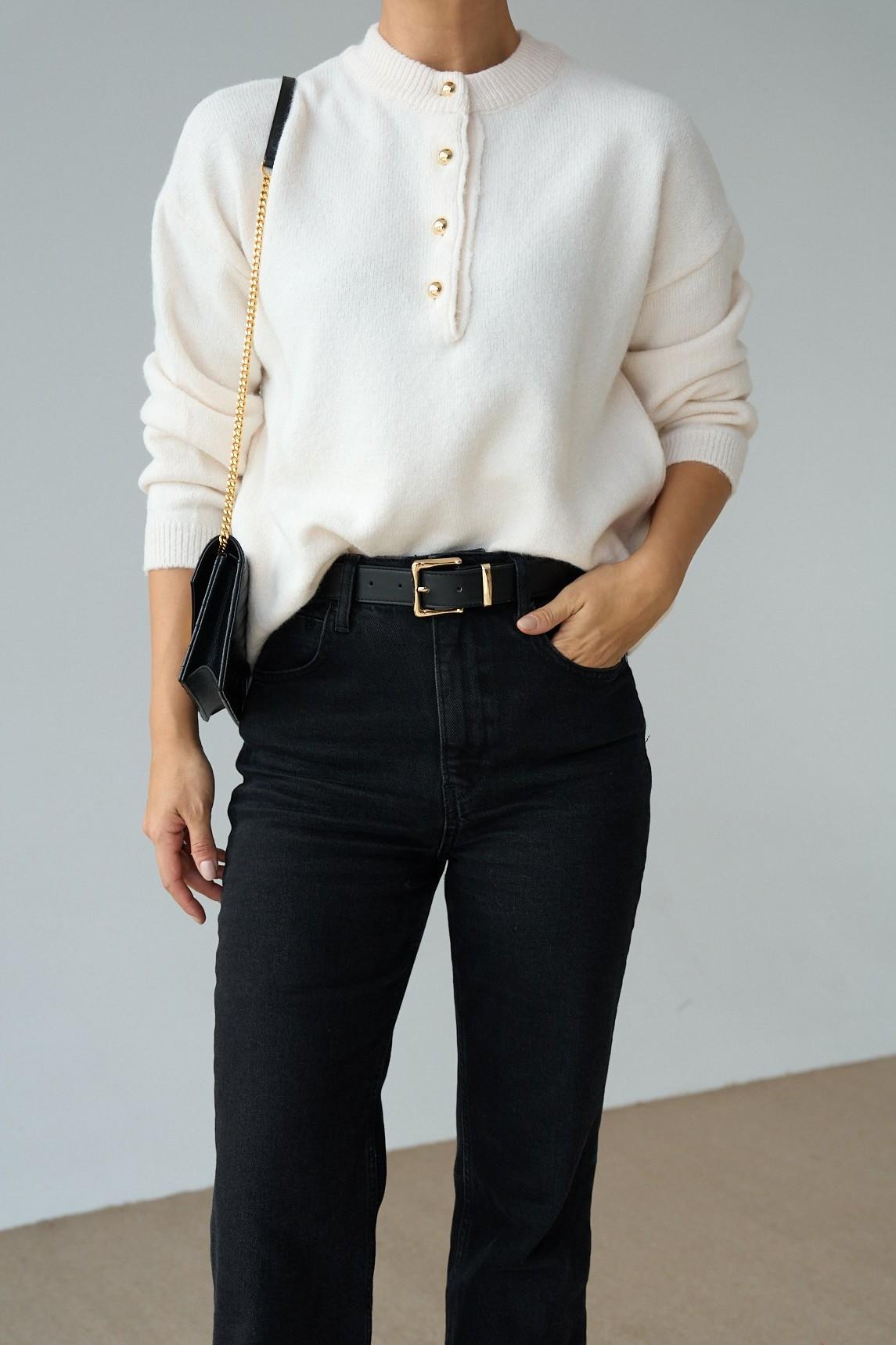 Gold Düğme Detaylı Triko Kazak QS251128