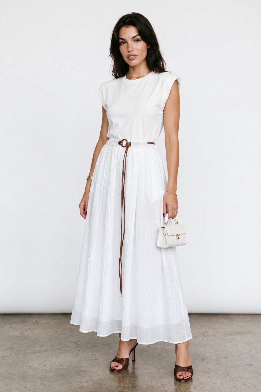 Vatka Detaylı Kolsuz Eteği Şifon Garnili Elbise PR0103