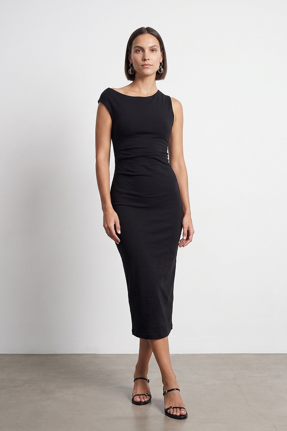 Drape Detaylı Midi Elbise DL91688