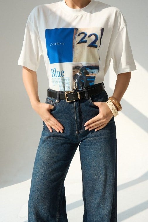 Yazı Baskı Detaylı Oversize T-shirt QS261026