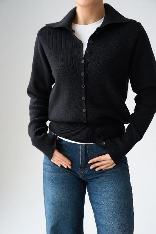 Geniş Polo Yaka Düğmeli Kazak QS261008