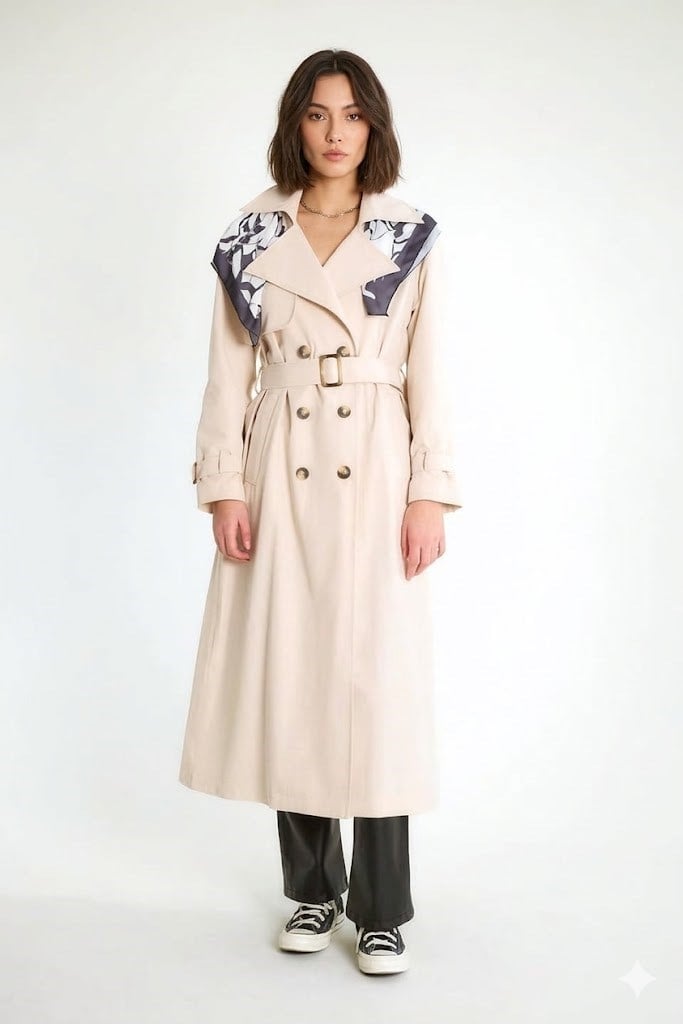 Fular Aksesuarlı Kuşaklı Trençkot RB87151