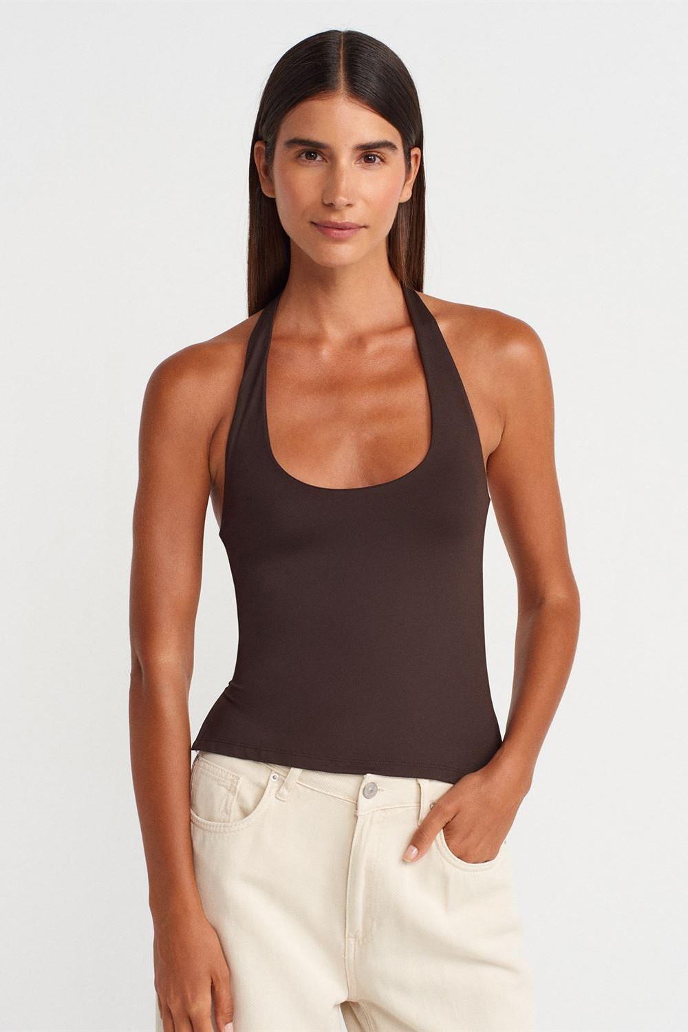 Halter Yaka Poliamid Kumaş Atlet DL31753