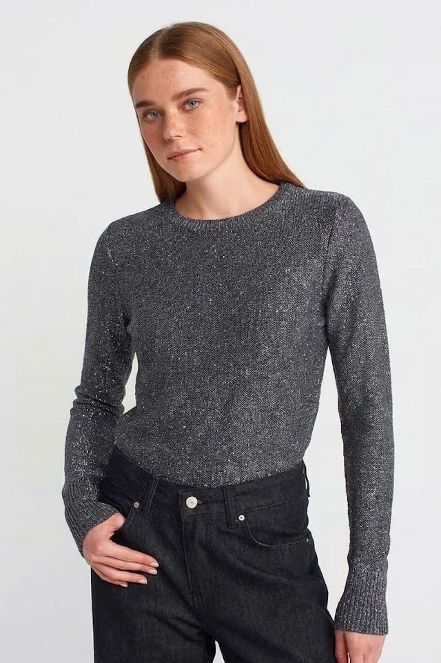 Bisiklet Yaka Pullu Astarlı Triko DL10699