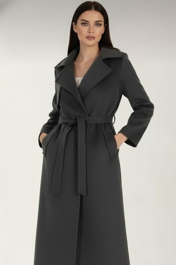 Beli Kemer Detaylı Kapaklı Cepli Kaşe Kaban Pİ70606