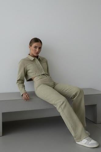 Baklava Desen Straight Jean Pantolon QZ00145