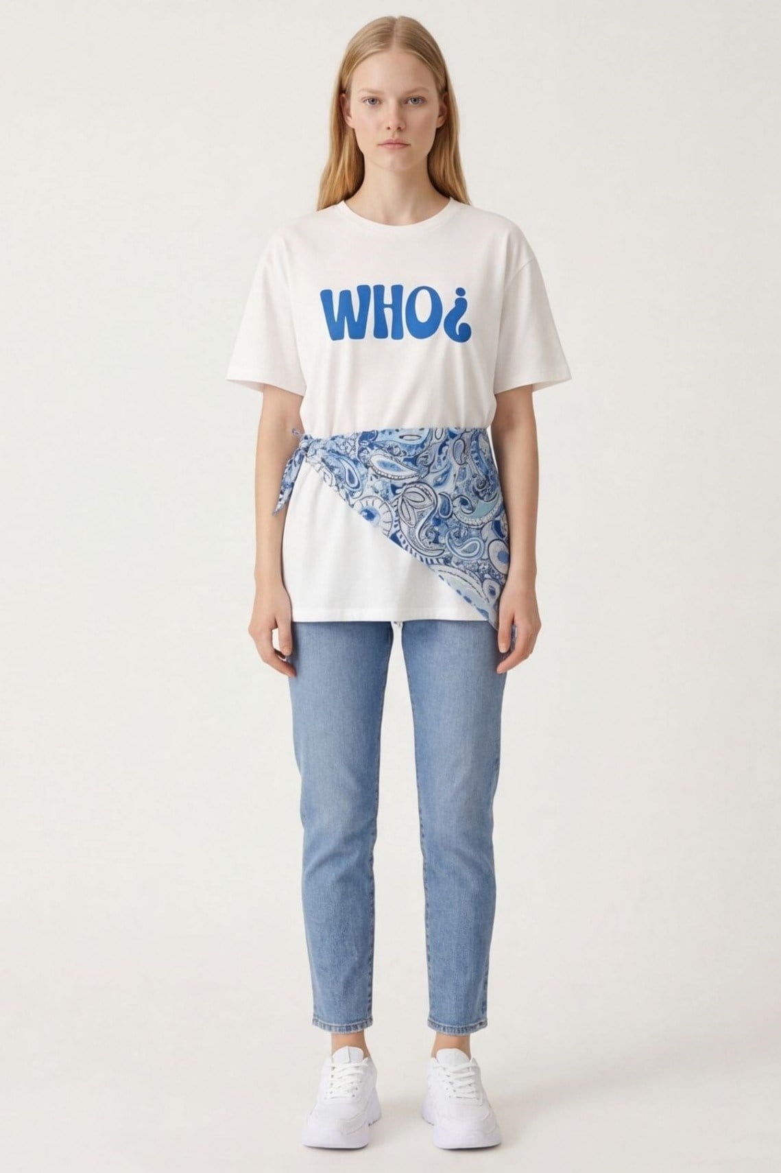 Şal Bağlama Detaylı T-shirt QZ02019