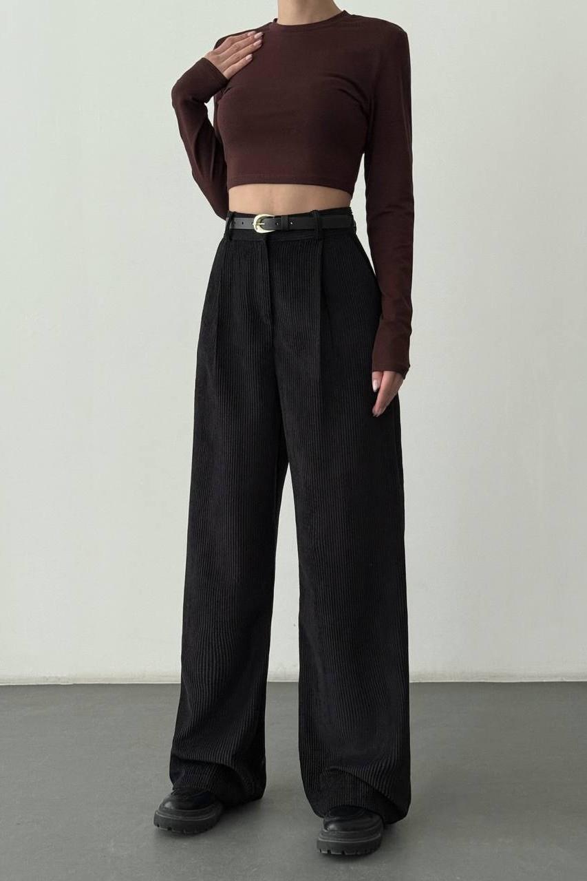 Kemer Detaylı Fitilli Kadife Pantolon QZ01246