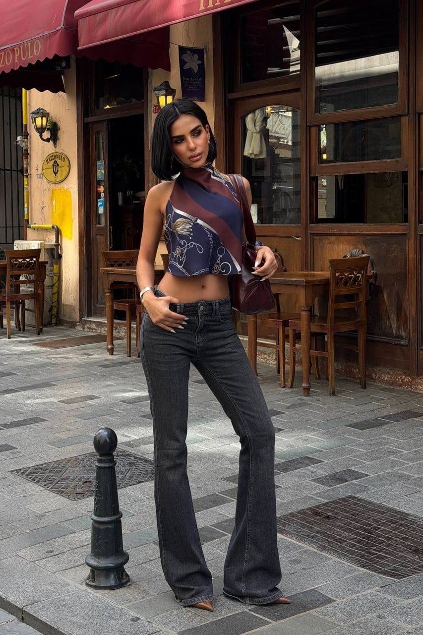 Arka Cep İşleme Detaylı Low Waist Flare Jean MZD457