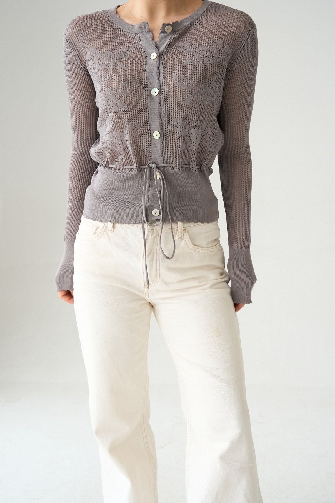 Belden Bağlamalı İşleme Detaylı Hırka QS261020