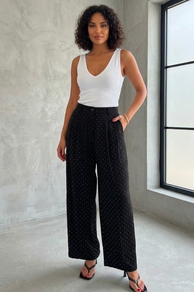 Beli Lastikli Taşlı Pantolon PR51434