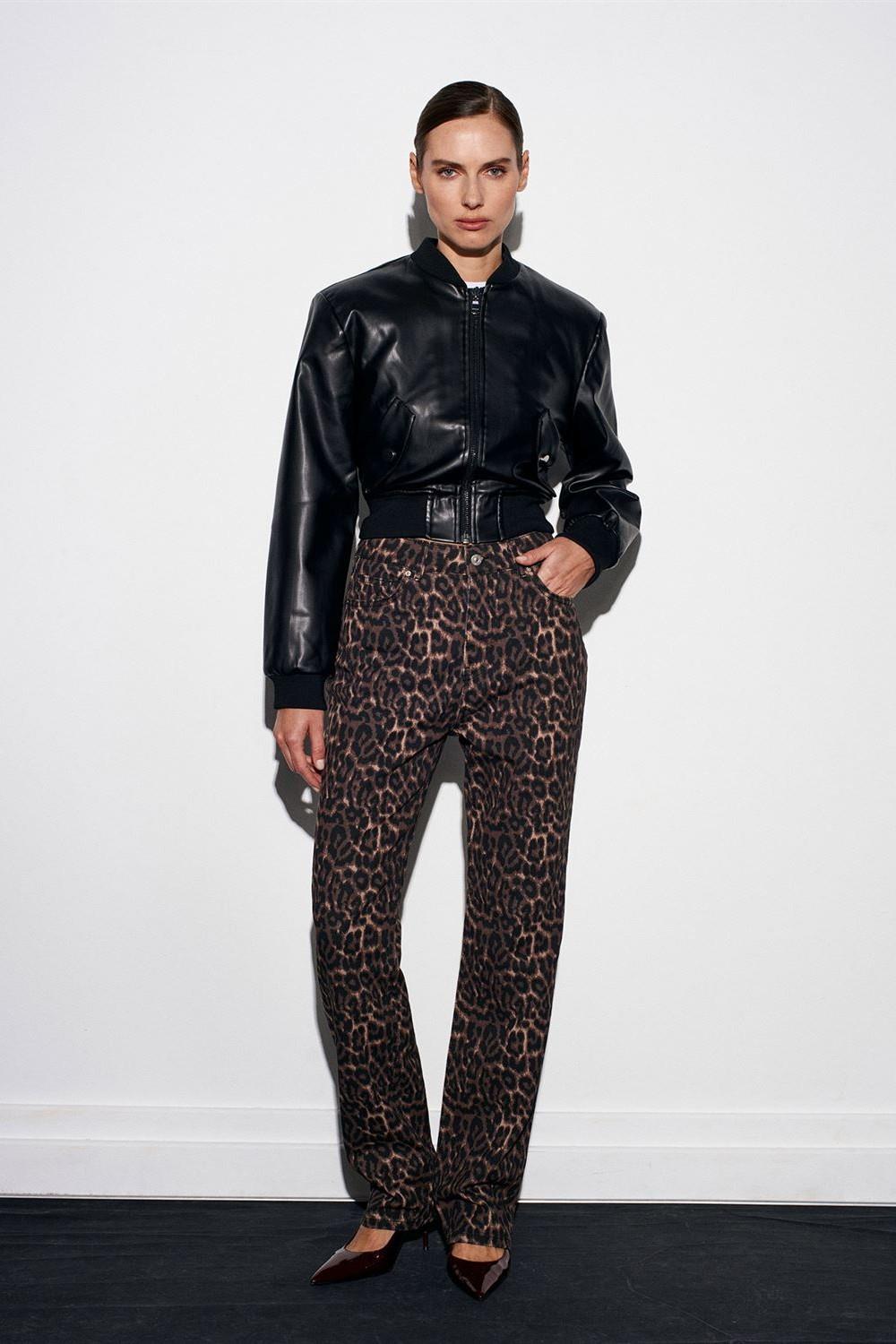 Leopar Desenli Straight Pantolon DL72083