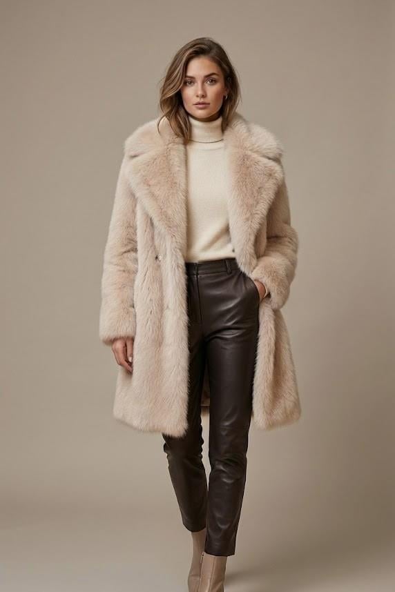 Yaka Detaylı Çıtçıtlı Uzun Kürk RB99717