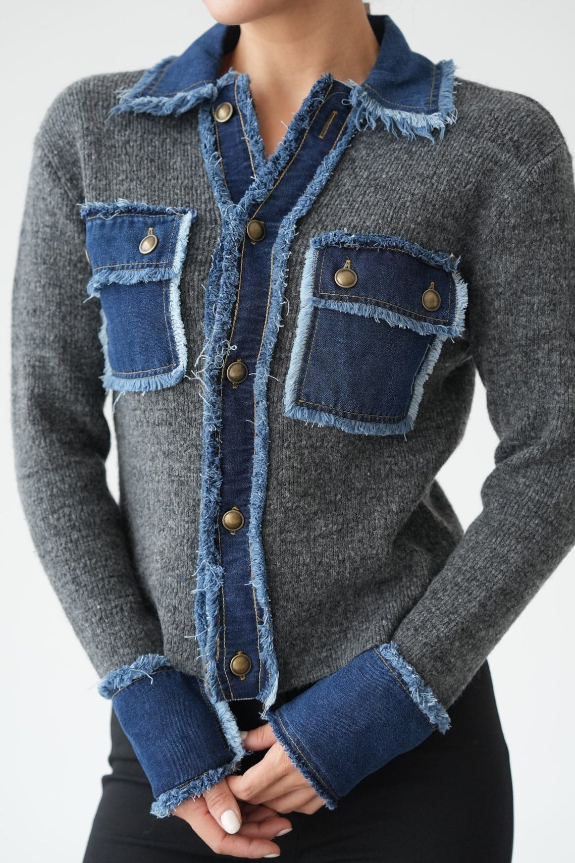 Denim Detaylı Tasarım Hırka QS261095