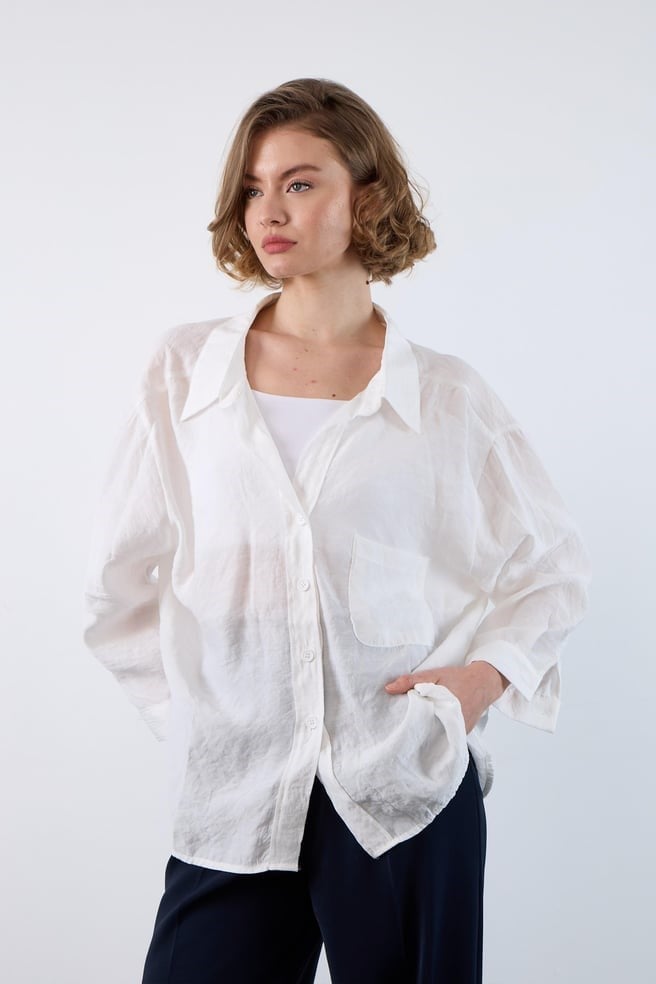 Düşük Omuzlu Oversize Gömlek PR4612