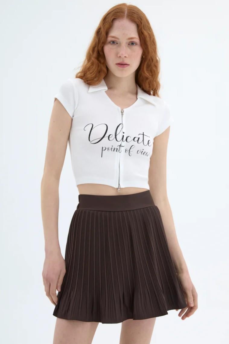 Pileli Şortlu Mini Etek QZ41573