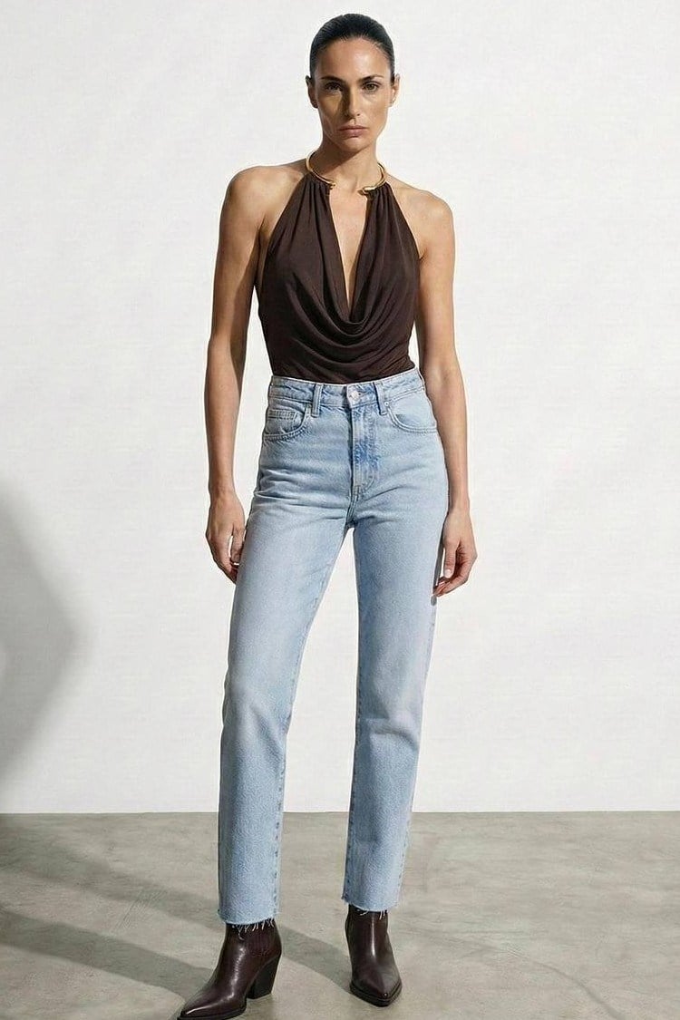 Aksesuar Detaylı Önü Drapeli Bluz QZ01634