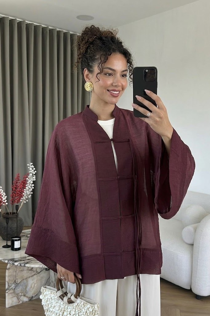 İp Bağlamalı Oversize Gömlek PR5098