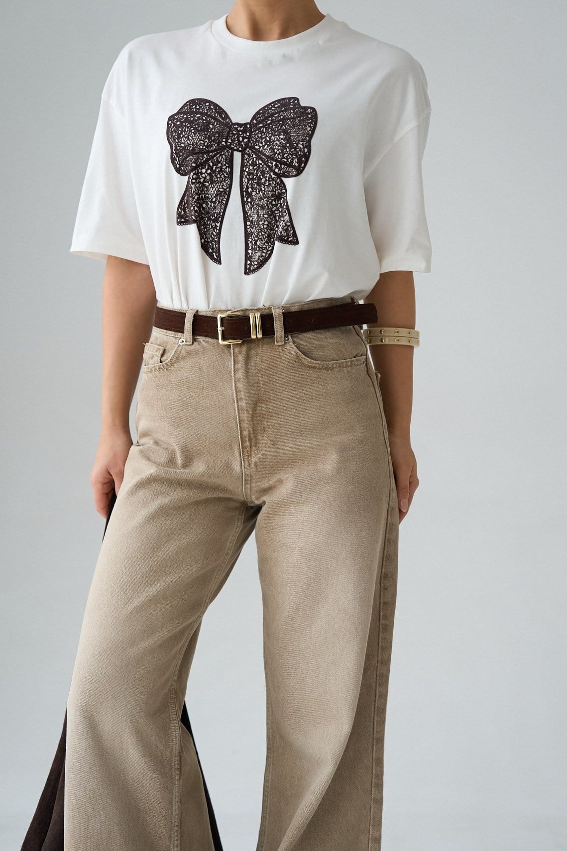 Kurdele Baskı Detaylı T-shirt QS261034