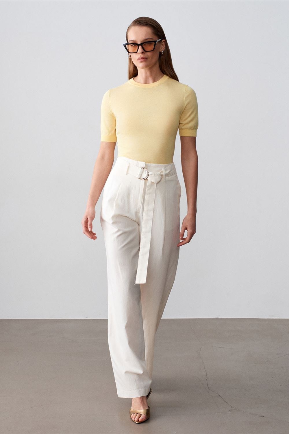 Toka Kemerli Pileli Pantolon DL72673