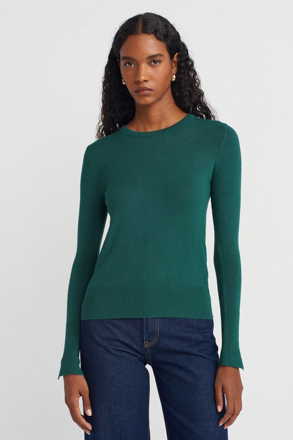 Bisiklet Yaka Kol Ortası Droplu Kazak DL1267