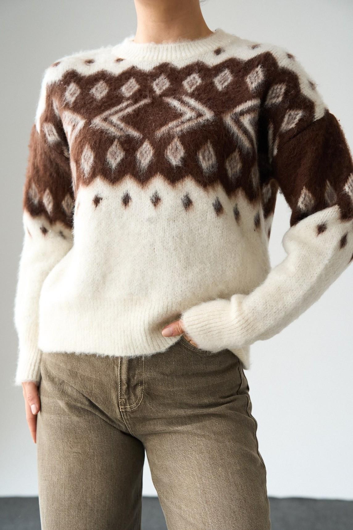 Bisiklet Yaka Desenli Kazak QS261009