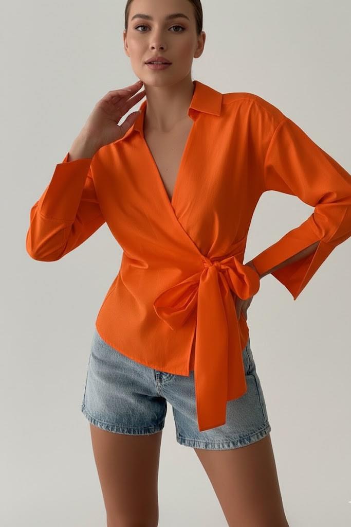 Önü Bağlama Detaylı Bluz QZ00130