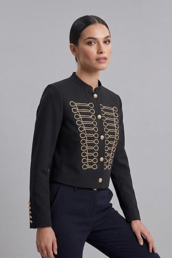 Nakış Detaylı Hakim Yaka Ceket HYL6351