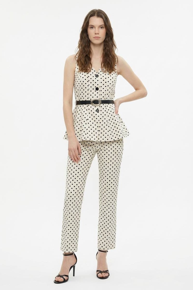 Puantiye Desenli Pantolon QZ01380