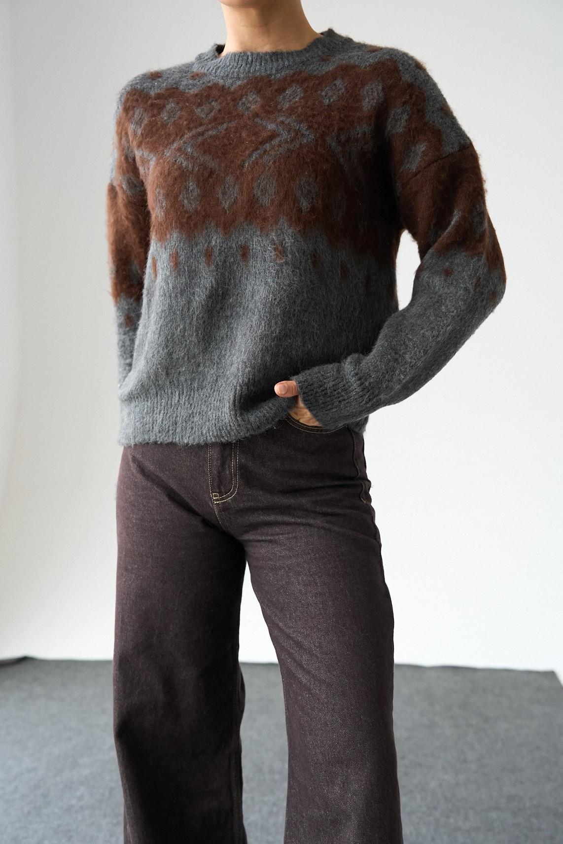 Bisiklet Yaka Desenli Kazak QS261009