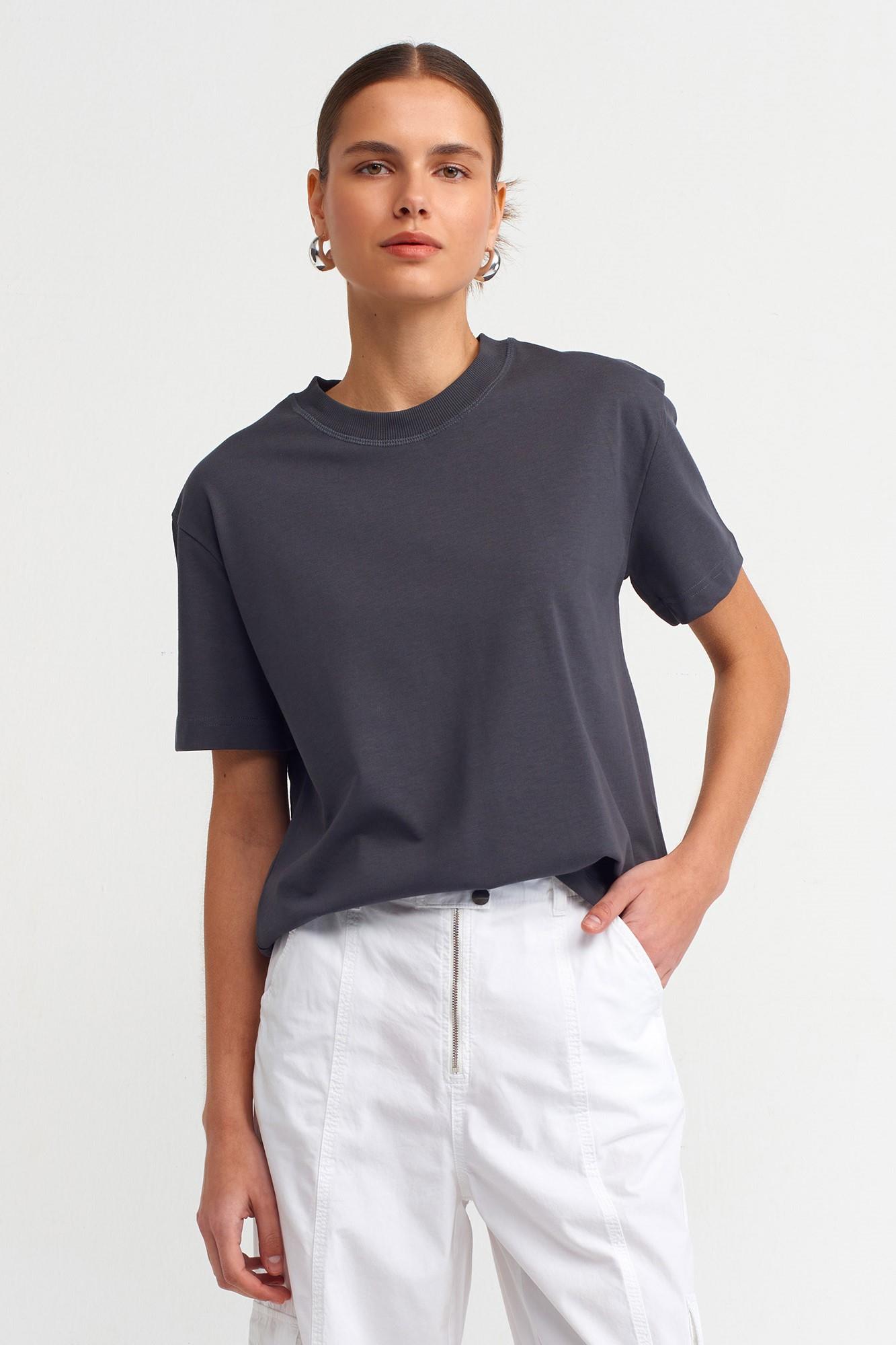 Dekoratif Dikişli Bisiklet Yaka T-shirt DL30312