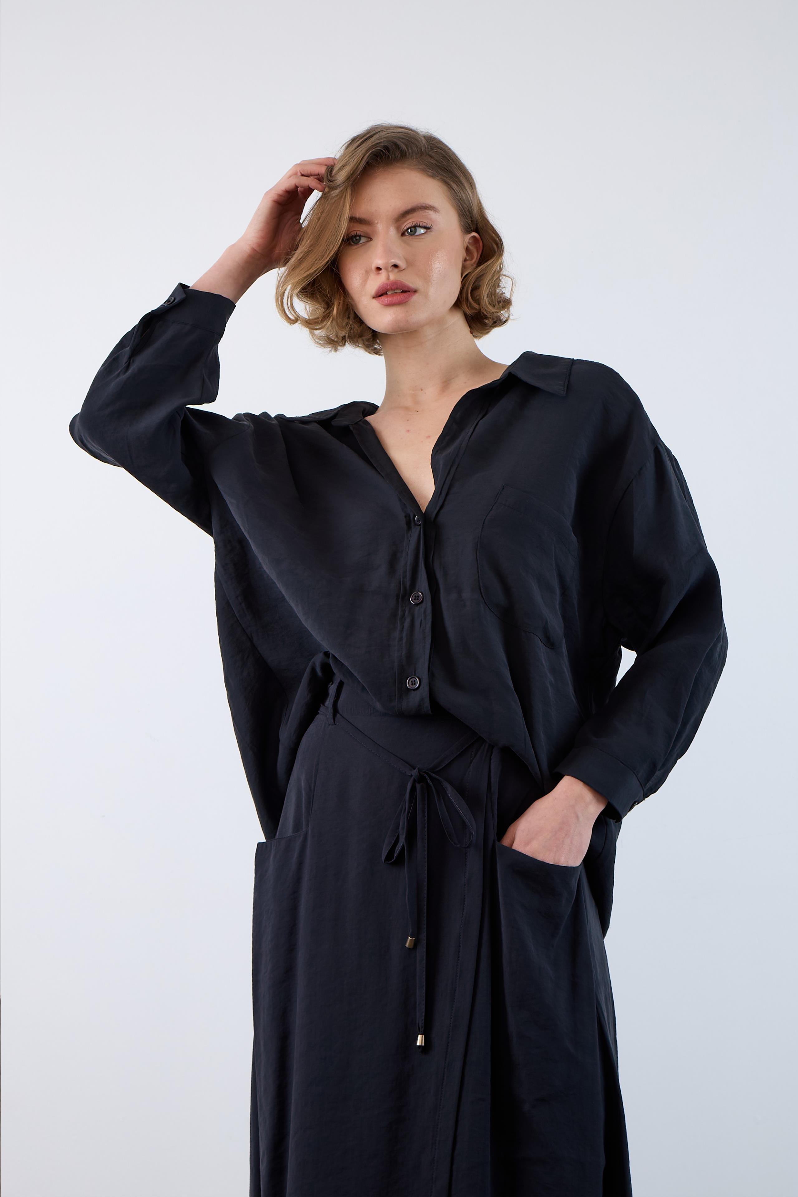 Düşük Omuzlu Oversize Gömlek PR4612