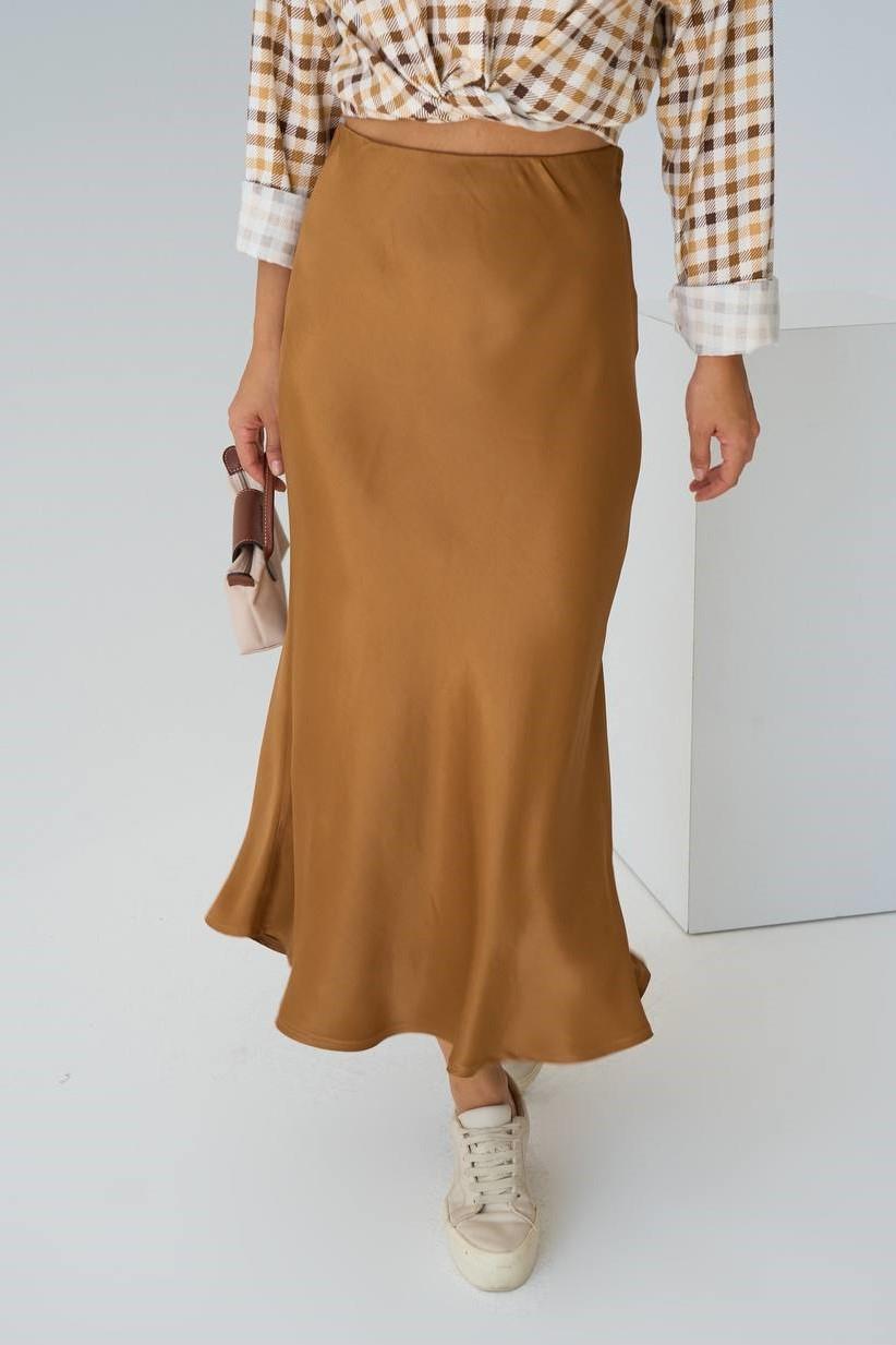 Düz Uzun Saten Etek QS231035