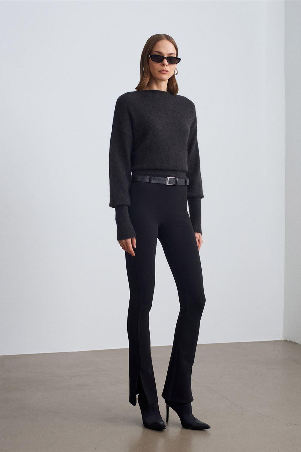 Kemer Detaylı İspanyol Paça Tayt DL71911