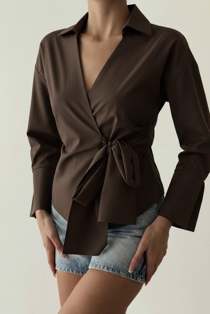 Önü Bağlama Detaylı Bluz QZ00130